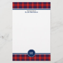 Hamilton Clan Red und Blue Tartan Monogram Briefpapier