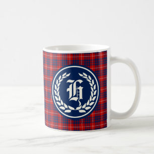 Hamilton Clan Rot und Königlich Blau Tartan Monogr Tasse