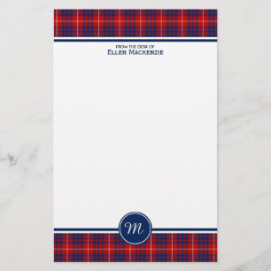 Hamilton-Clan-rotes und blaues Tartan-Monogramm Briefpapier
