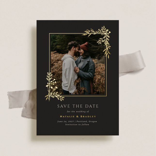 Hamilton Gold Foil Greenerity Wedding Save the Dat Folieneinladung (Von Creator hochgeladen)