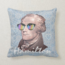 Hamilton in Shades on Blue Lace & Heart Background