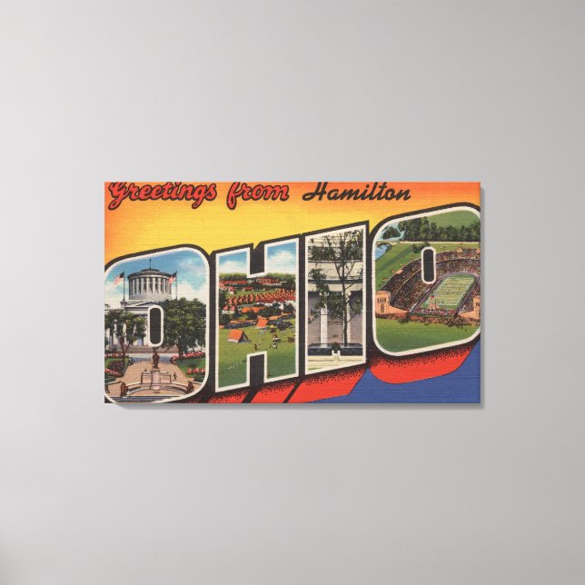 Hamilton, Ohio - Große Buchstabenszenen Leinwanddruck (Vorderseite)
