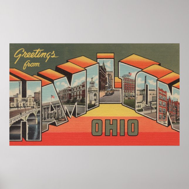 Hamilton, Ohio - Große Buchstabenszenen Poster (Vorne)