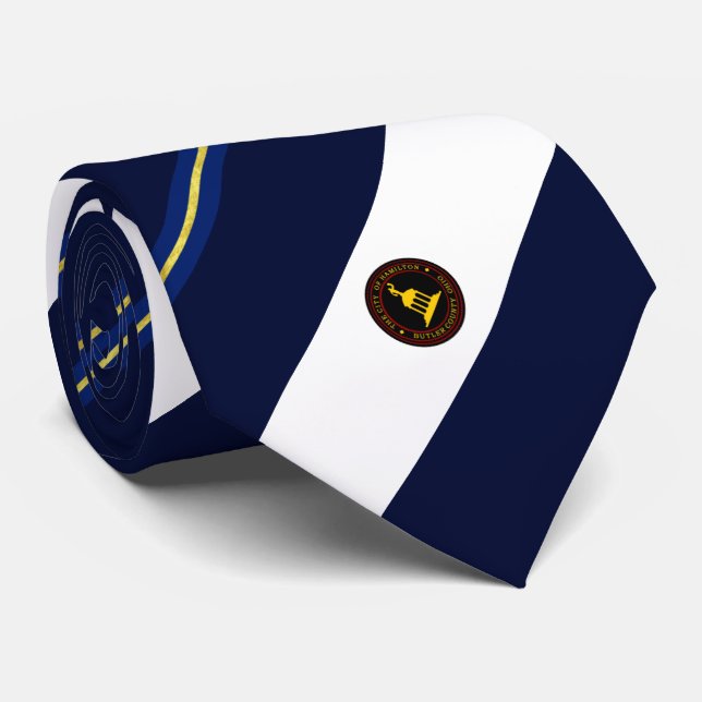 Hamilton (Ohio) Stadtflagge Neck Tie Krawatte (Gerollt)