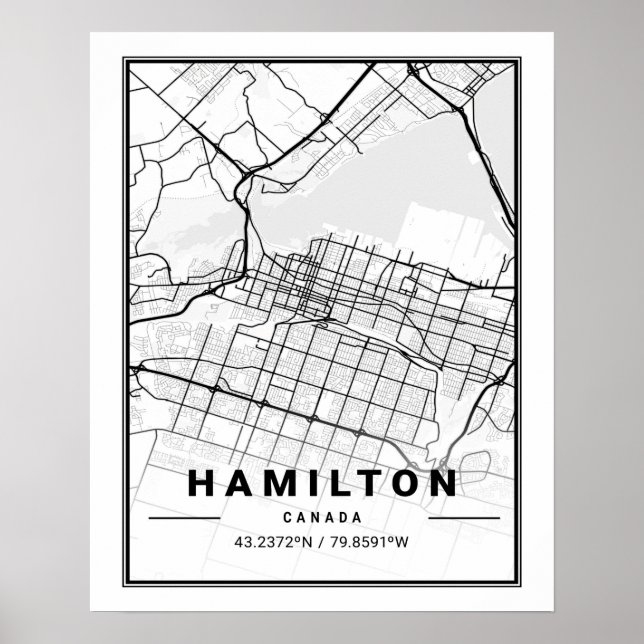 Hamilton Ontario Canada Travel City Map Poster (Vorne)