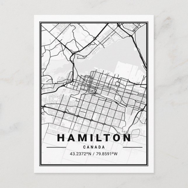 Hamilton Ontario Canada Travel City Map Poster Postkarte (Vorderseite)