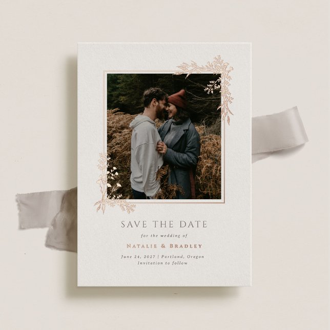 Hamilton Rose Gold Greenerity Wedding Save the Dat Folieneinladung (Von Creator hochgeladen)