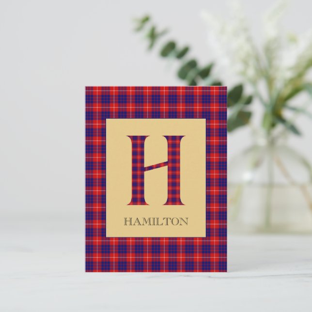 Hamilton Tartan Monogram H Postkarte (Stehend Vorderseite)