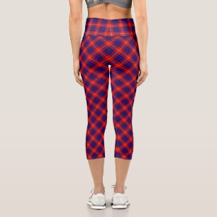 Hamilton Tartan Red Blue lila kariert Capri Leggings