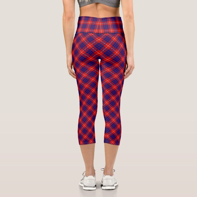 Hamilton Tartan Red Blue lila kariert Capri Leggings (Rückseite)
