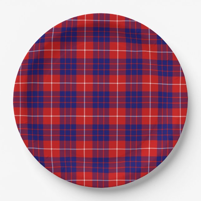 Hamilton Tartan Red Blue lila kariert Pappteller (Vorderseite)
