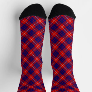 Hamilton-Tartan rot blau lila Karo Socken