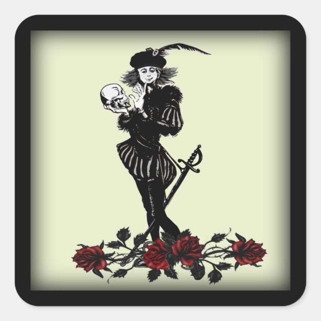 Hamlet, das Grün der Bard Lime Quadratischer Aufkleber (Vorderseite)