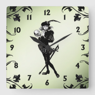 Hamlet Die schwarzen schwarzen Zahlen auf der Vord Quadratische Wanduhr