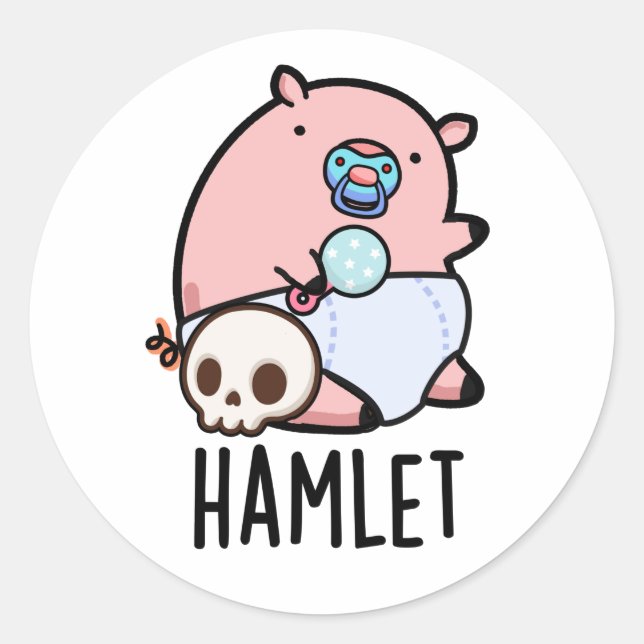 Hamlet Funny Shakepear Baby Pig Puff Runder Aufkleber (Vorderseite)