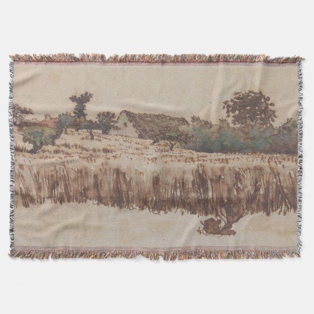 Hamlet in einem Weizenfeld | Jean-Francois Millet Decke (Vorderseite)