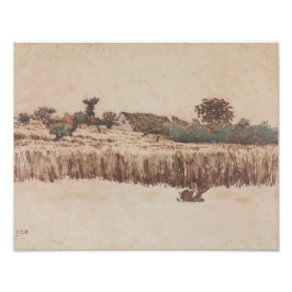 Hamlet in einem Weizenfeld | Jean-Francois Millet Fotodruck