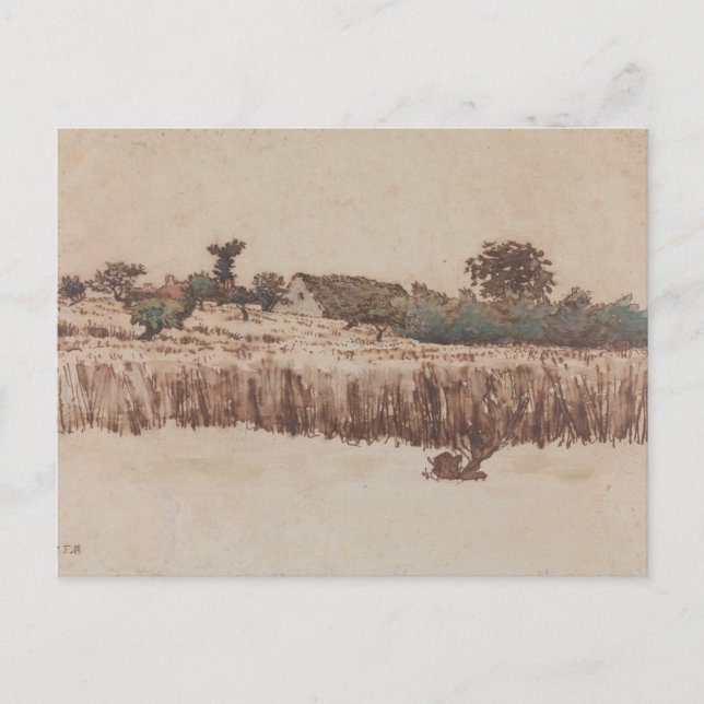 Hamlet in einem Weizenfeld | Jean-Francois Millet Postkarte (Vorderseite)
