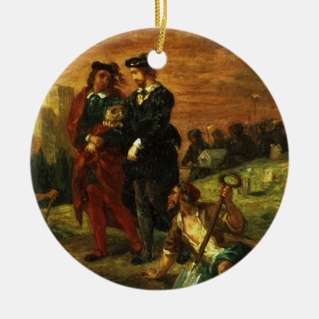 Hamlet und Horatio im Friedhof, 1859 (Öl auf c Keramik Ornament (Vorne)