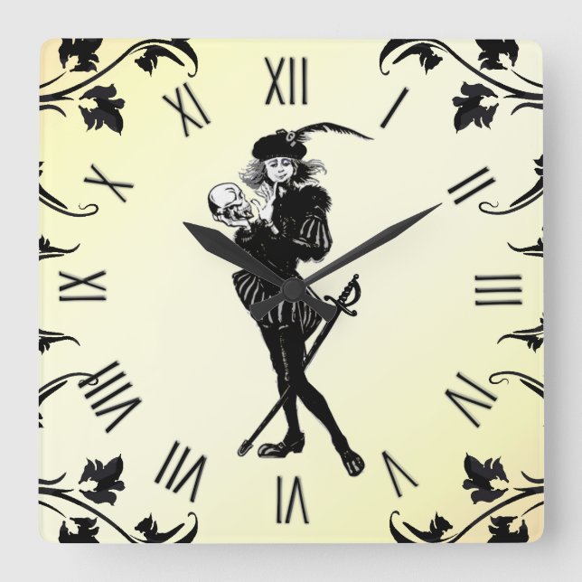 Hamlet Yellow Quadratische Wanduhr (Vorderseite)