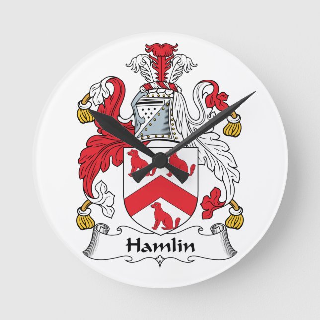 Hamlin Familienwappen Runde Wanduhr (Vorderseite)