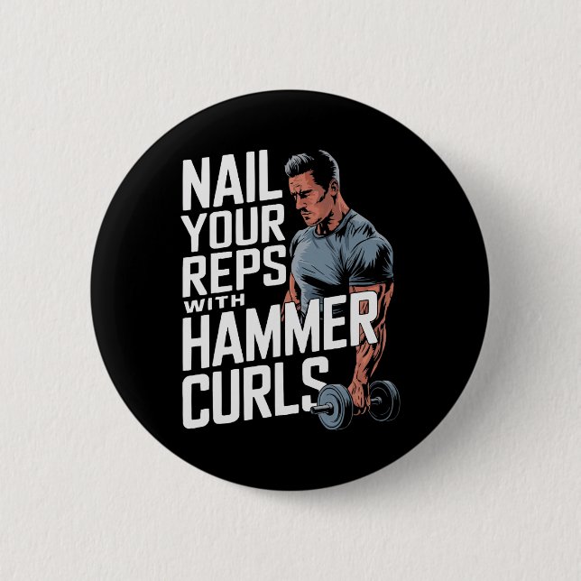 Hammer Curls Bodybuilding Fitness Workout Gym Button (Vorderseite)