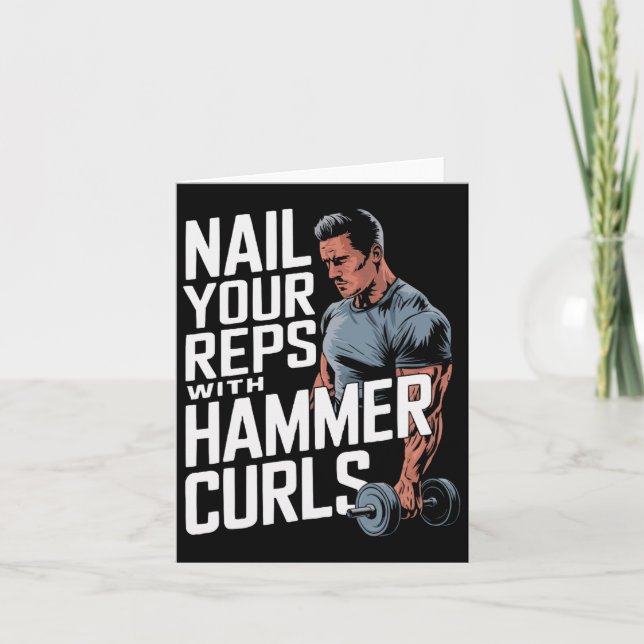 Hammer Curls Bodybuilding Fitness Workout Gym Karte (Vorderseite)