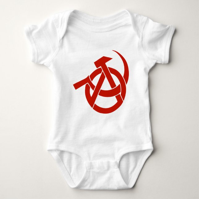 HAMMER-SICHEL-ANARCHIE-LOGO BABY STRAMPLER (Vorderseite)