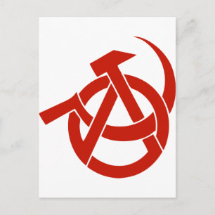 HAMMER SICKLE ANARCHY LOGO POSTKARTE