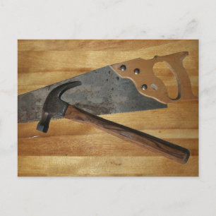 Hammer und Säge, Holzfußboden Postkarte