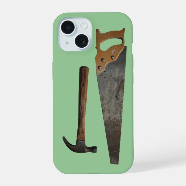 Hammer und Säge iPhone 15 Hülle (Rückseite)
