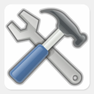 Hammer und Schlüssel Quadratischer Aufkleber