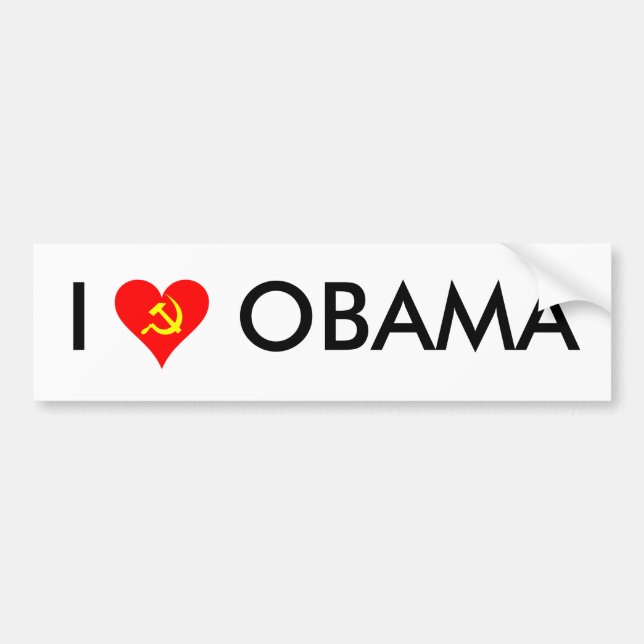 (Hammer und Sichel) i-Liebe Obama [WEISS] Autoaufkleber (Vorne)