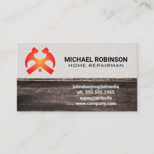 Hämmer und Zuhause   Wandholz Visitenkarte