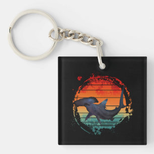 HAMMERHAI-HAI VINTAGE SONNENUNTERGANG SCHLÜSSELANHÄNGER