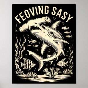 Hammerhai-Ozeanfisch Korallenriff Meeres- Poster