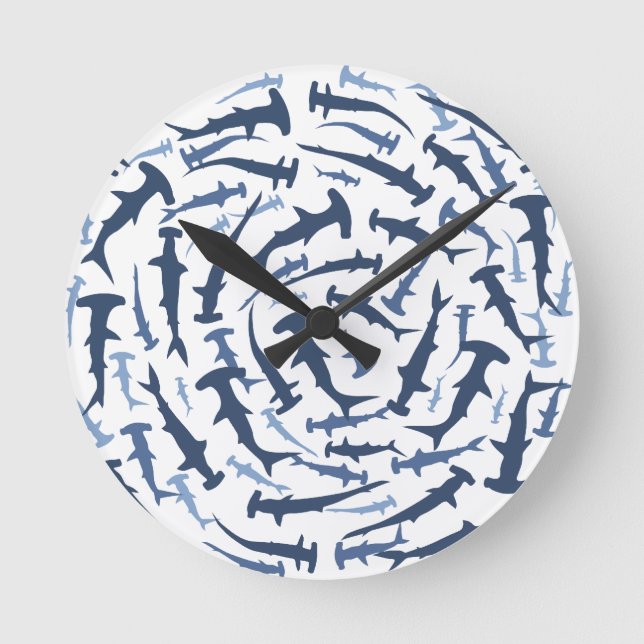 Hammerhai Runde Wanduhr (Vorderseite)