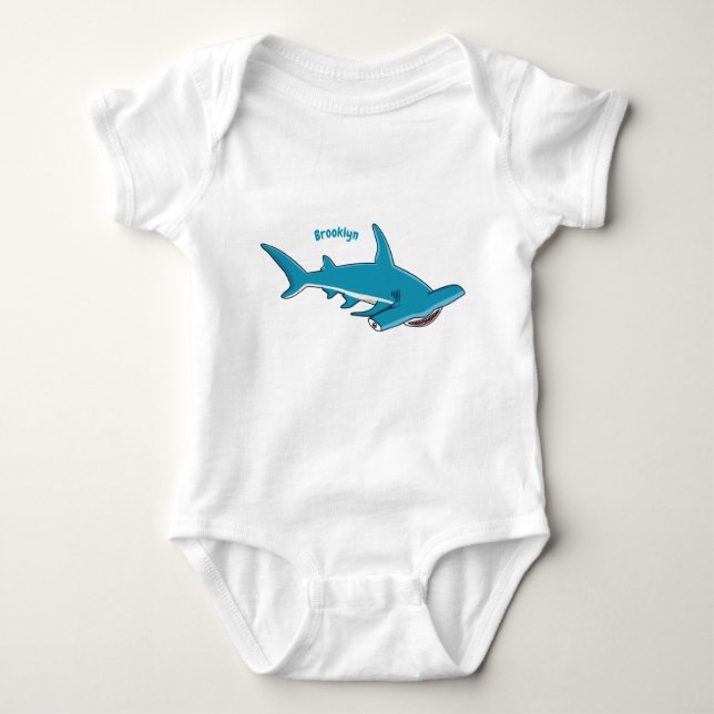 Hammerhead-Hai-Cartoon Baby Strampler (Vorderseite)
