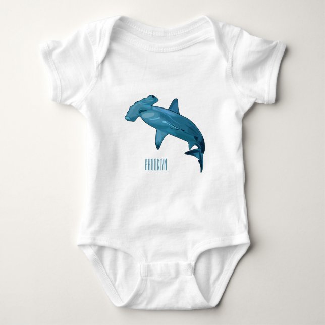 Hammerhead-Hai-Cartoon Baby Strampler (Vorderseite)