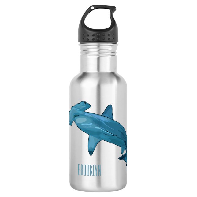 Hammerhead-Hai-Cartoon Edelstahlflasche (Vorderseite)