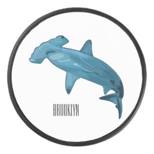 Hammerhead-Hai-Cartoon Eishockey Puck