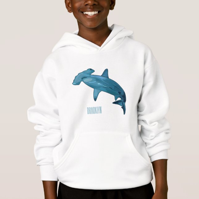 Hammerhead-Hai-Cartoon Hoodie (Vorderseite)