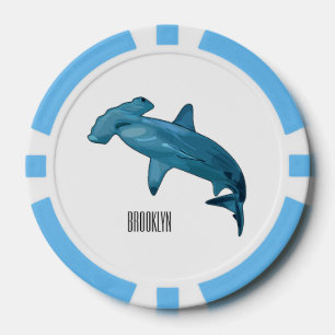 Hammerhead-Hai-Cartoon Pokerchips