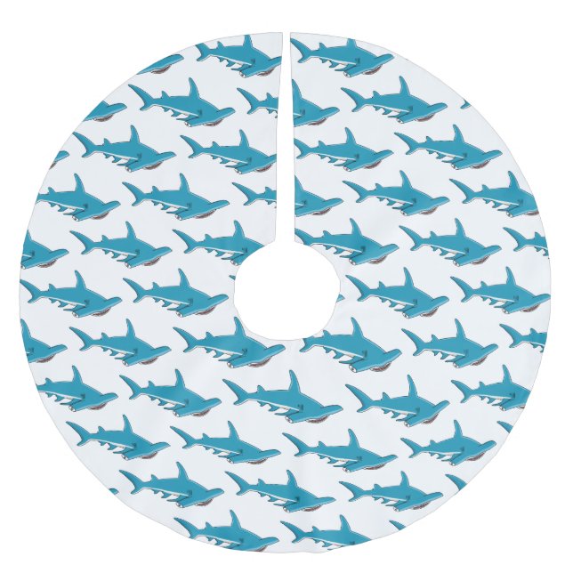 Hammerhead-Hai-Cartoon Polyester Weihnachtsbaumdecke (Vorderseite)