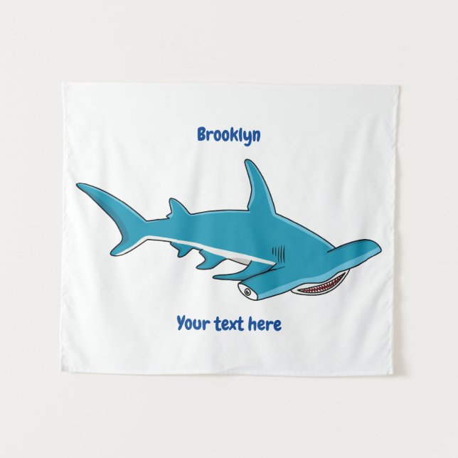 Hammerhead-Hai-Cartoon Wandteppich (Vorderseite (Horizontal))