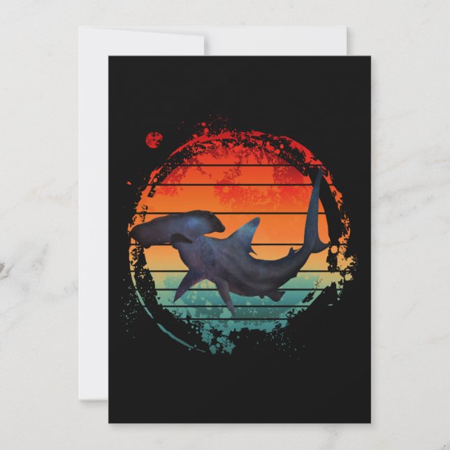 HAMMERHEAD SHARD VINTAG SUNSET EINLADUNG (Vorderseite)