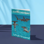 Hammerhead Shark Birthday Funny Karte<br><div class="desc">Dieses Design kann in dem Bereich personalisiert werden, der durch das Ändern des Fotos und/oder Textes zur Verfügung gestellt wird. Sie können auch angepasst werden, indem Sie auf Vorlage personalisieren klicken und dann auf die Schaltfläche klicken, um weitere Optionen anzupassen, um die Hintergrundfarbe zu löschen oder zu ändern, Text hinzuzufügen,...</div>