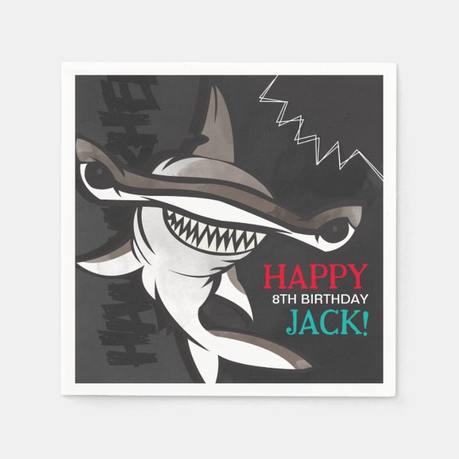 Hammerhead Shark Birthday Party Paper Napkins Serviette (Vorderseite)
