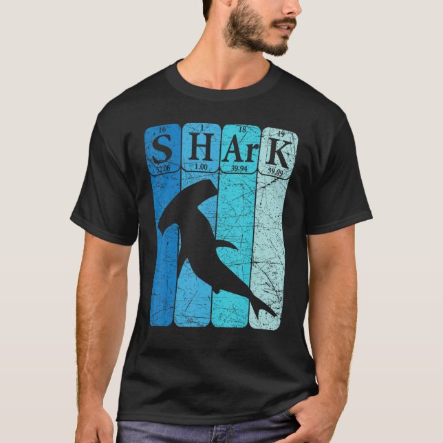 Hammerhead Shark Periodic Table Elements Retro Sha T-Shirt (Vorderseite)