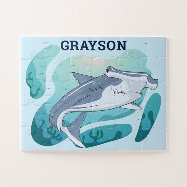 Hammerhead Shark Personalisiert Kids Jigsaw Puzzle (Horizontal)